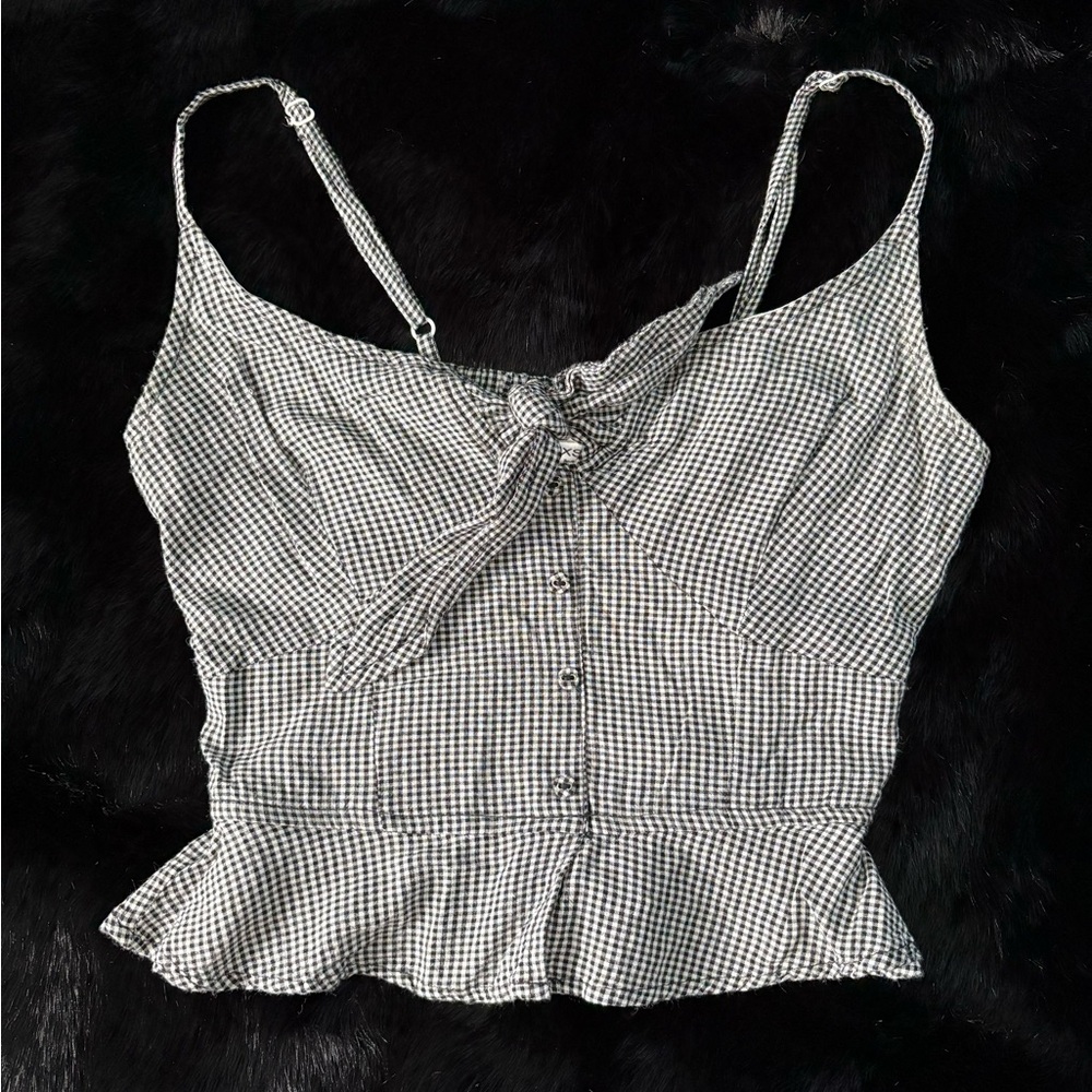 Black and White Gingham Women's Top